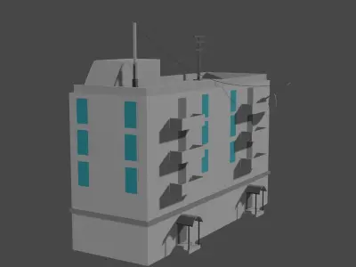 Low-Poly Houses building Low-poly 3D model