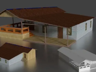 Rumah kayu 001 3D model