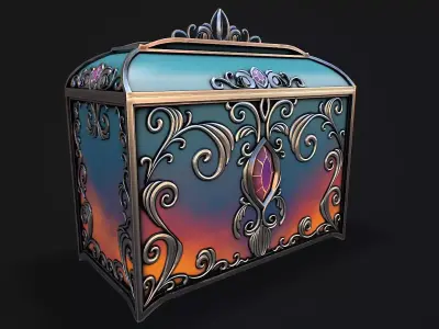 Fantasy Chest Stylized game ready 3d model Low-poly 3D model