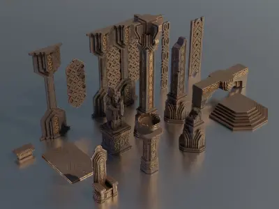 Dwarven architecture Kitbash Set 3D model
