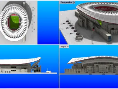 Estadio Metropolitano Madrid Low-poly 3D model