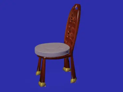 Checker backside wooden chair 3D model