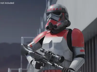  Star Wars Shock Trooper Equipped with Blaster Rifle Worn Armor 