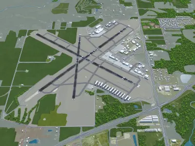 Abraham Lincoln Capital Airport Springfield 10km Low-poly 3D model