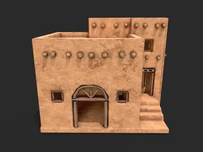 Clay Desert Egypt Village House 9 Low-poly 3D model