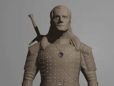 THE WITCHER man holding sword 3D print model