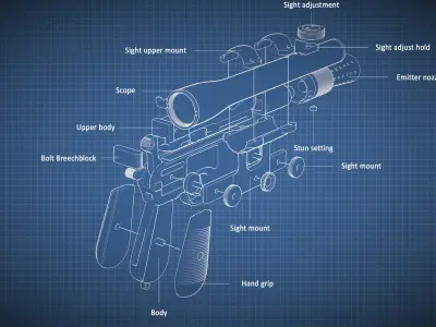 HAN SOLO DL-44 HEAVY BLASTER PISTOL FOR 3D PRINT 1to1 SCALE 3D print model
