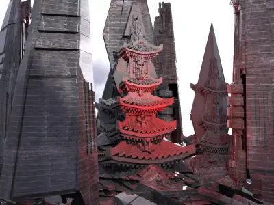 Cyberpunk Chancellor Tower Kitbash 2 3D model
