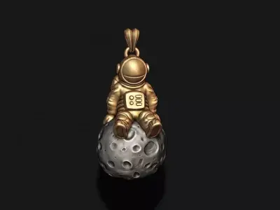 Astronaut moon pendant 3D print model