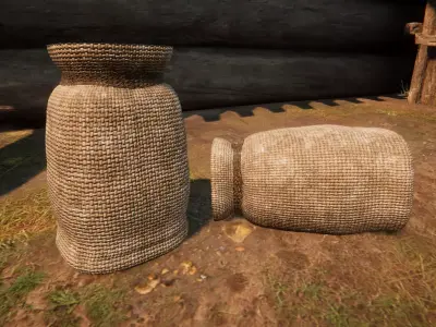 Realistic Medieval Viking Seed Bag - Game Ready PBR Asset Low-poly 3D model