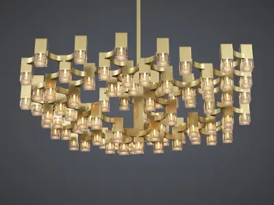 Sciolari 81 Cubes Chrome Chandelier 3D model
