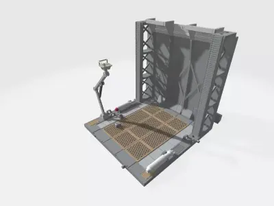 -MHB02F- Mecha Hangar Bay Base and Wall SET 02 Fixture 3D print model