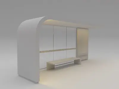 Cyberpunk Bus Shelter Low-poly 3D model