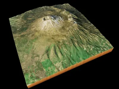 Mount Vesuvius 3d Terrain model Low-poly 3D model