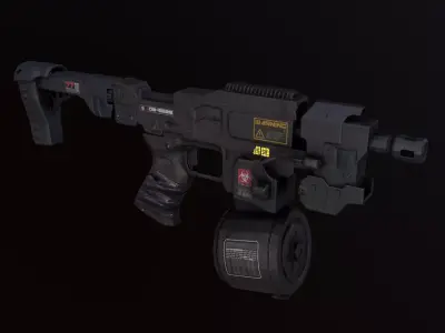 Sci-Fi Weapon Cyber Riffle Low-poly 3D model