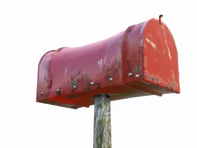 Old red Mailbox Lowpoly Low-poly 3D model