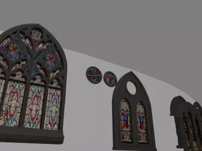 English Gothic Stained Glass Windows 3D model
