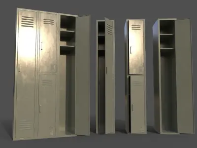 PBR School Gym Locker 04 - Pale Green Low-poly 3D model