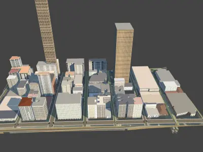 3D Lifesize Textured City Model vol 3 Low-poly 3D model