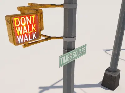 Traffic Light NYC Low-poly 3D model