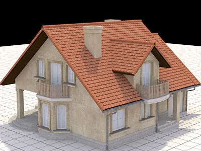 highly detailed and textured single-family house 3D model