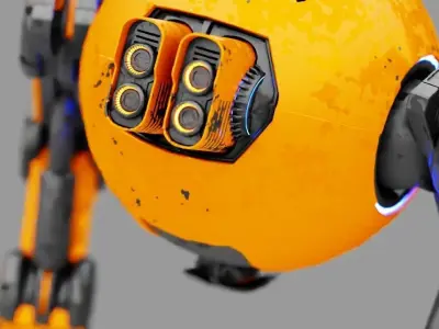 Combat robot  rigged character 3D model