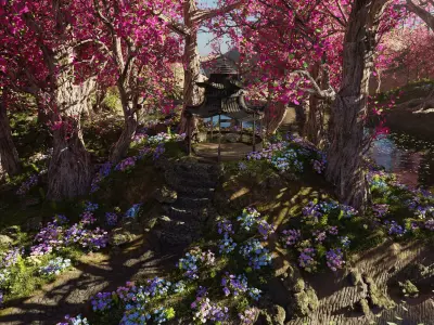 Japanese Gazebo Scene 3D model
