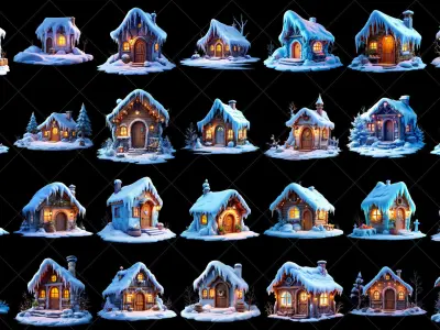 119 Transparent Fantasy Snow Hut House Building Game Asset Texture