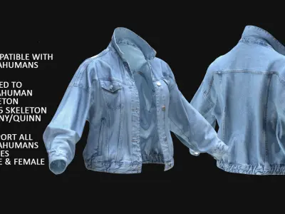 Denim Jacket 183 - All MH Bodies - UE5 Skeletons - Rigged Low-poly 3D model