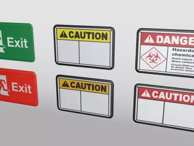 Curved Wall-Attached Sign Low-poly 3D model