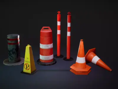 Barriers Game Ready pole Low-poly 3D model