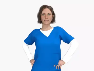 Nurse Rigged Low-poly 3D model