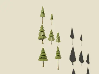Low Poly Simple Trees Low-poly 3D model