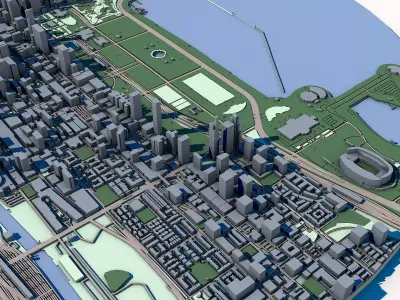 Chicago Cityscape Illinois Architecture Lake Michigan 3D model