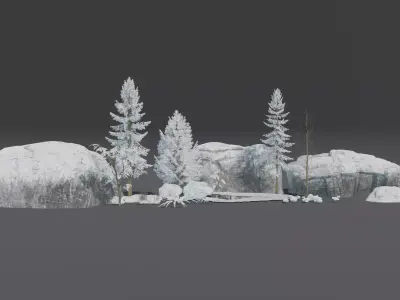 Snow Forest Environment Asset Low-poly 3D model