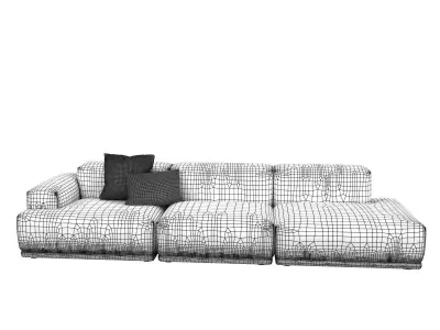 Connect 3-Seater Open Armrest 3D model