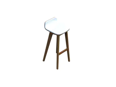 Barchair stool with top and wooden legs 3D model