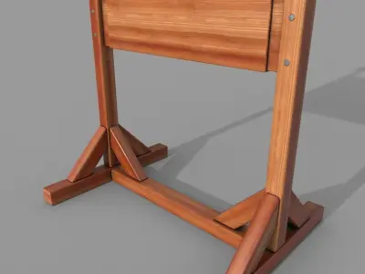 Wooden SignBoard B Low-poly 3D model