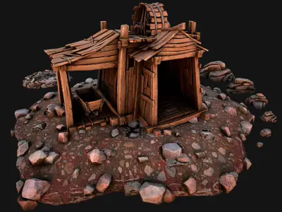 Medieval Coal Ore Mine Low-poly 3D model