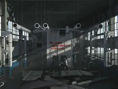Modular Abandoned Depot for Unity Low-poly 3D model