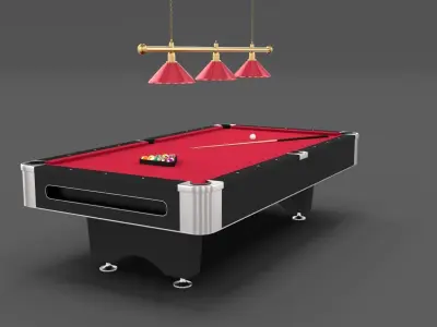 8 Ball Pool Table Setting Red 3D model