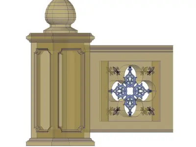 Stone Marble Fence Handrailing 3D model