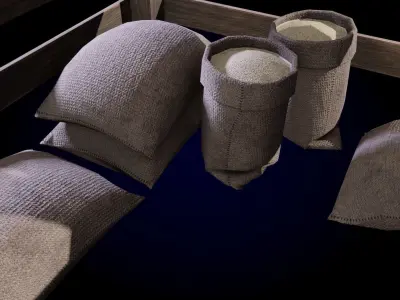 Wooden Market Stand Low-poly 3D model