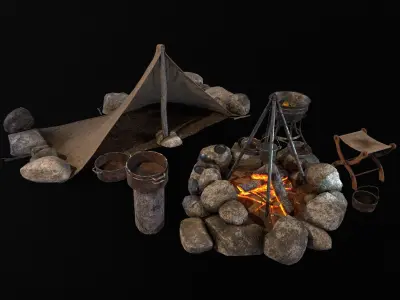 Medieval Outdoors Camping Pack  Low-poly 3D model