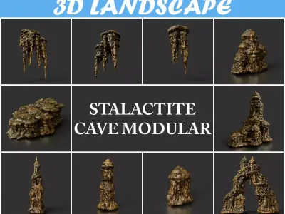 Low poly Stalactite Cave Modular Pack A 2020 Low-poly 3D model