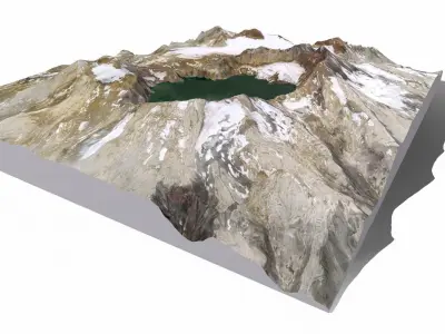 Mountain landscape Crater Lake Oregon United States  3D model