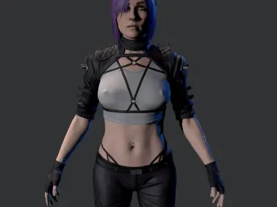 Cyberpunk Girl Low-poly 3D model