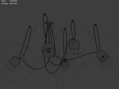 Black Spider 5 Heads Pendant Light Free 3D model
