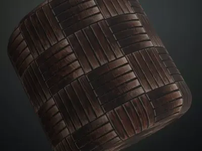 Dark Oak Basketweave Parquet Flooring PBR Seamless Texture