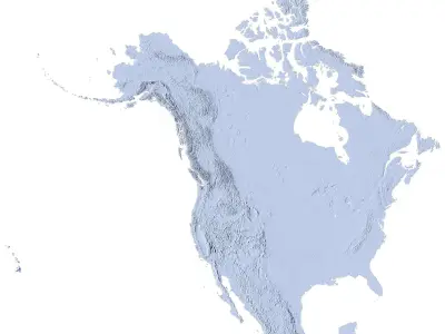 High detailed relief map of USA-Canada-Mexico 3D model